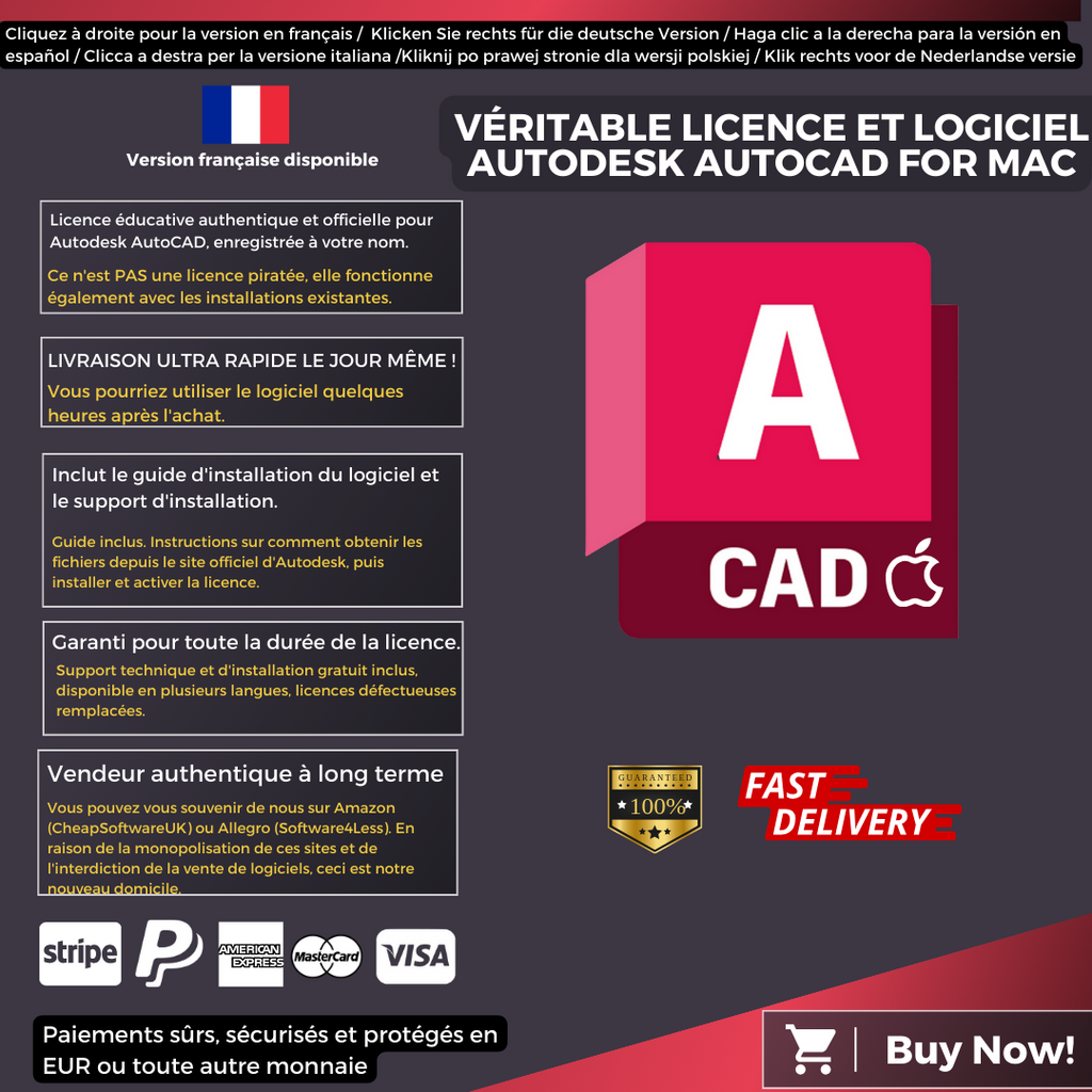 Autodesk AutoCAD For Mac Information French
