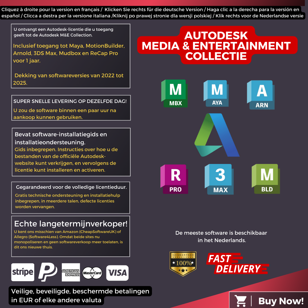 Autodesk Media and Entertainment Software Collection Information Dutch