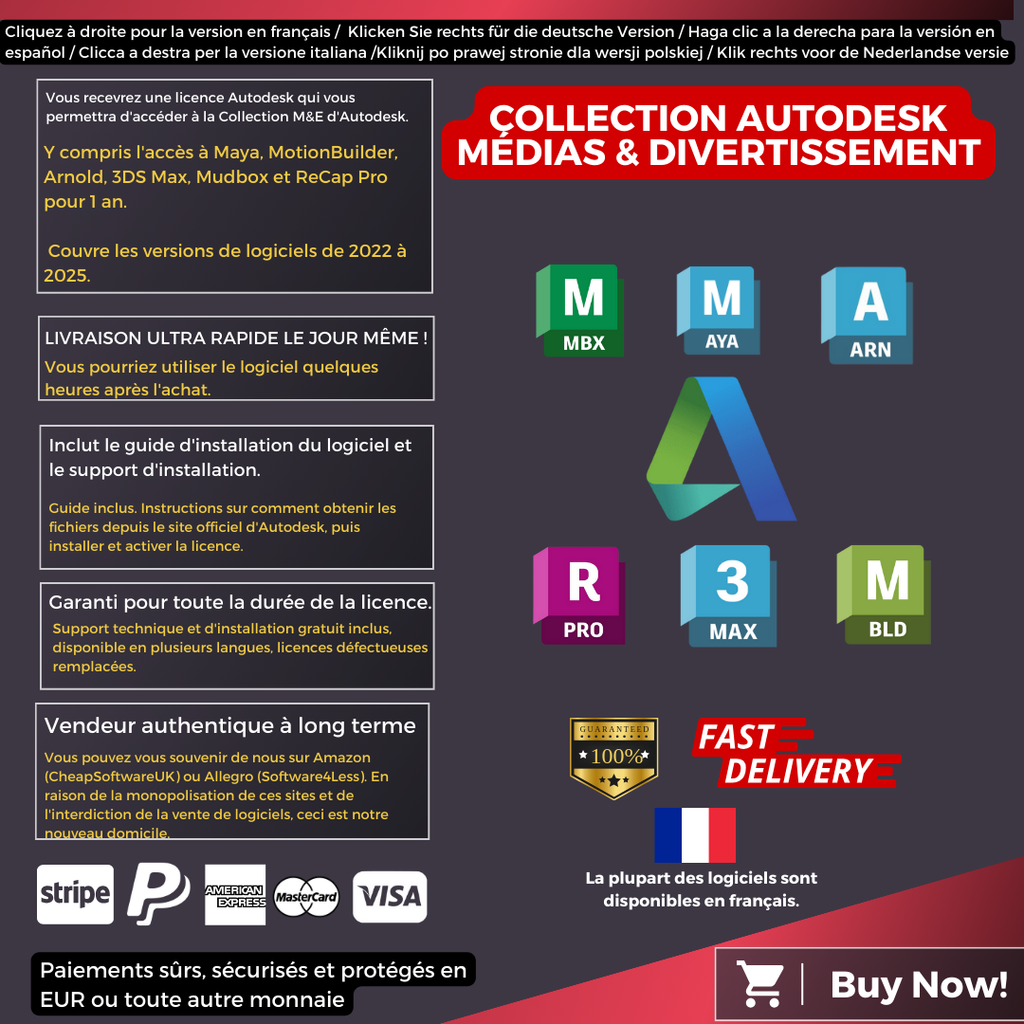 Autodesk Media and Entertainment Software Collection Information French