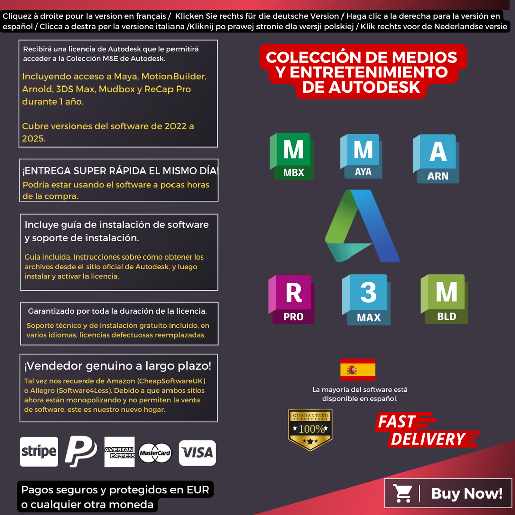 Autodesk Media and Entertainment Software Collection Information Spanish